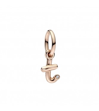 Letter t 14k rose gold-plated dangle with clear cubic zirconia
