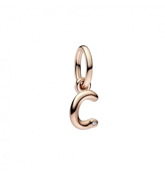 Letter c 14k rose gold-plated dangle with clear cubic zirconia
