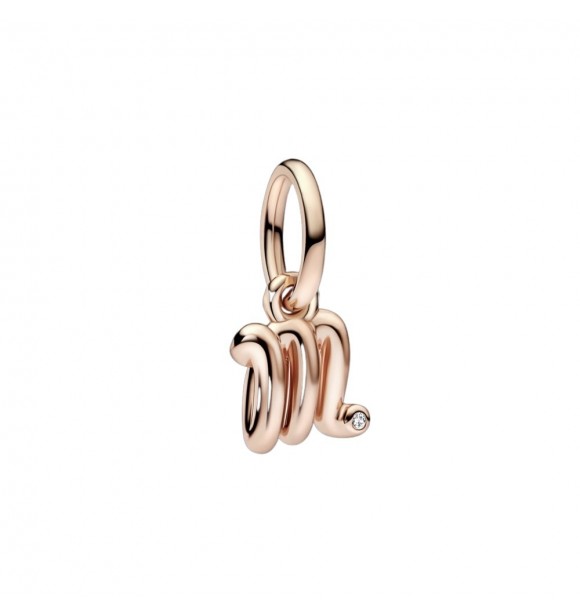 Letter m 14k rose gold-plated dangle with clear cubic zirconia