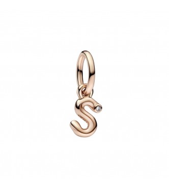 Letter s 14k rose gold-plated dangle with clear cubic zirconia