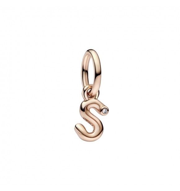 Letter s 14k rose gold-plated dangle with clear cubic zirconia