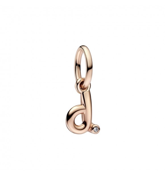 Letter d 14k rose gold-plated dangle with clear cubic zirconia