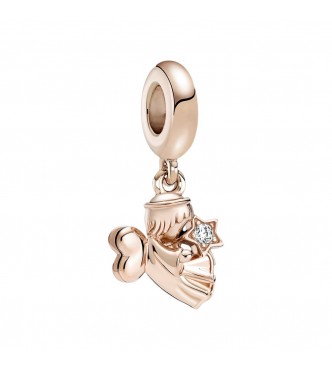 Angel 14k rose gold-plated dangle with clear cubic zirconia