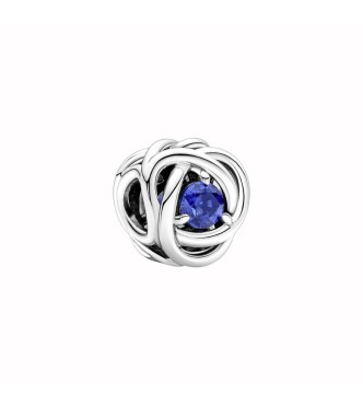790065C07 Sterling silver charm with princess blue crystal