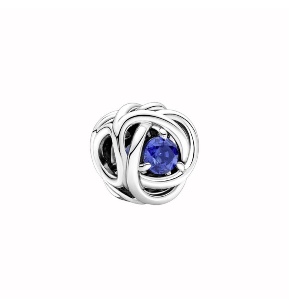 790065C07 Sterling silver charm with princess blue crystal