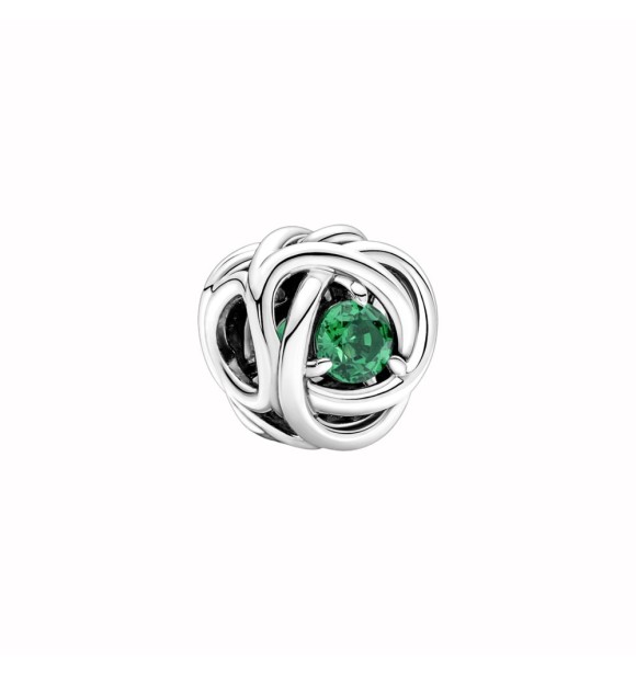 790065C08 Sterling silver charm with royal green crystal