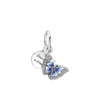 PANDORA 790757C01 Butterfly sterling silver dangle with clear cubic zirconia,
 shaded blue and white enamel