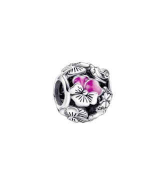 PANDORA 790759C01 Pansy, snail and butterfly sterling silver charm with pink enamel