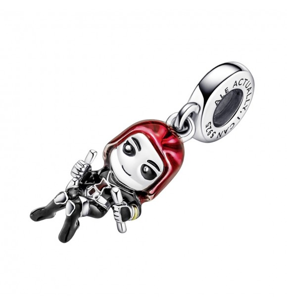 PANDORA 790785C01 Marvel Black Widow sterling silver dangle with black,
 red and yellow enamel