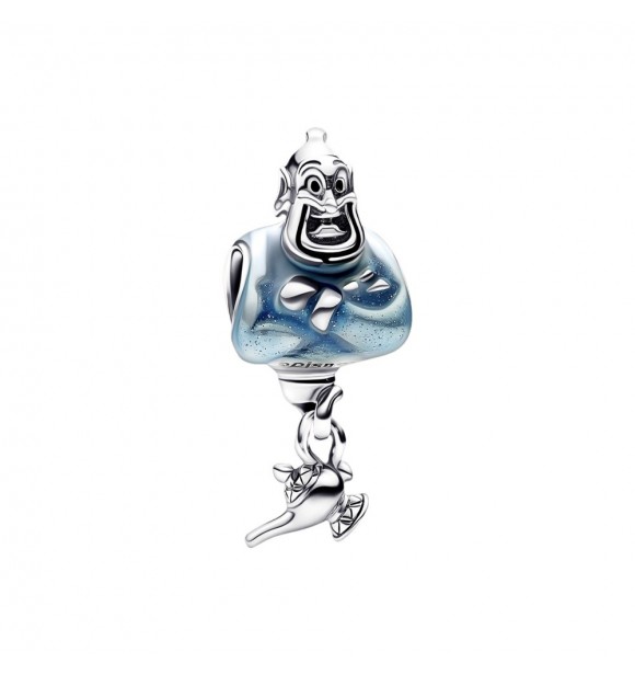 PANDORA 792348C01 Charm Disney Aladdin Genie de plata de primera ley con esmalte negro,
 azul brillante y transparente