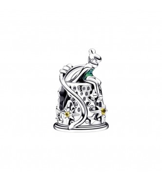 Disney Tinkerbell sterling silver charm with blazing yellow crystal and light green enamel