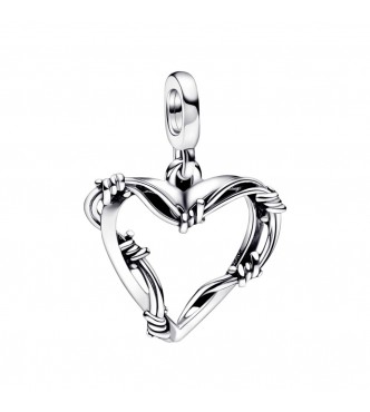 Barbed wire heart sterling silver medallion