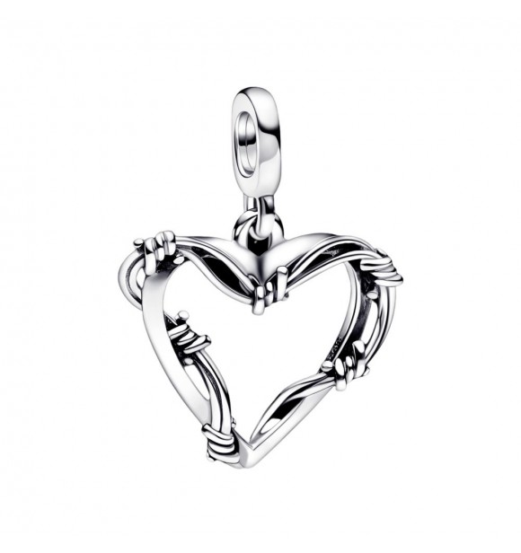 Barbed wire heart sterling silver medallion