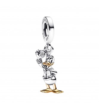 PANDORA 792683C01 Colgante Disney 100 Pato Donald de plata esterlina y oro de 14k con diamante redondo de talla brillante TW GHI SI1+ de 0,
009 quilates creado en laboratorio