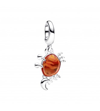 PANDORA 792694C01 Colgante de plata de ley con cangrejo de La Sirenita de Disney y cristal de Murano naranja