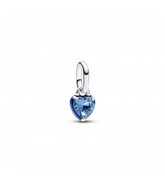 PANDORA 793042C02 Mini colgante de corazón de plata de primera ley con cristal azul y esmalte azul
