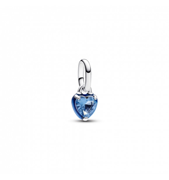 PANDORA 793042C02 Mini colgante de corazón de plata de primera ley con cristal azul y esmalte azul
