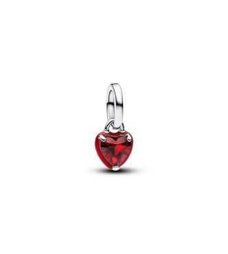 PANDORA 793042C05 Heart sterling silver mini dangle with salsa red crystal and red enamel