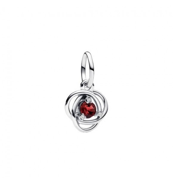 PANDORA 793125C07 Colgante de plata de ley con verdadero cristal rojo y circonita cúbica transparente.