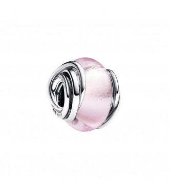 PANDORA 793241C00 Charm de plata de ley rodeado con cristal de Murano rosa y lámina de plata. Pandora Moments CYCLEC2024