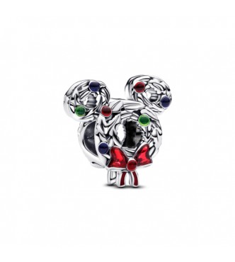 Colgante de plata de ley con corona de Mickey Mouse de Disney con esmalte azul,
 rojo y verde transparente