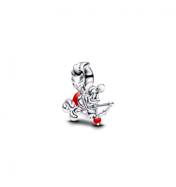 PANDORA 793616C01 Dije de plata esterlina con cupido de Mickey Mouse de Disney con esmalte rojo