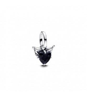 PANDORA 793626C01 Mini colgante de plata de ley con forma de corazón alado y cristal negro