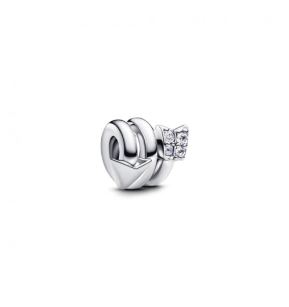 PANDORA 793665C01 Charm de plata de ley con forma de flecha torcida y circonita cúbica transparente