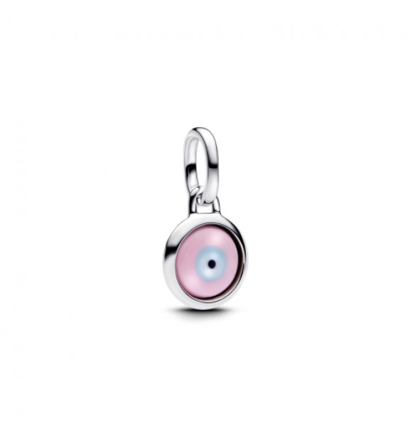 PANDORA 793693C00 Mini colgante de plata de ley con ojo turco grabable y cristal de Murano