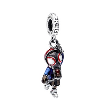 PANDORA 793842C01 Marvel Spider-Man Miles Morales sterling silver dangle with red,
 blue, white and black enamel