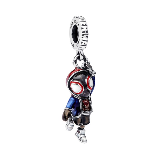 PANDORA 793842C01 Marvel Spider-Man Miles Morales sterling silver dangle with red,
 blue, white and black enamel