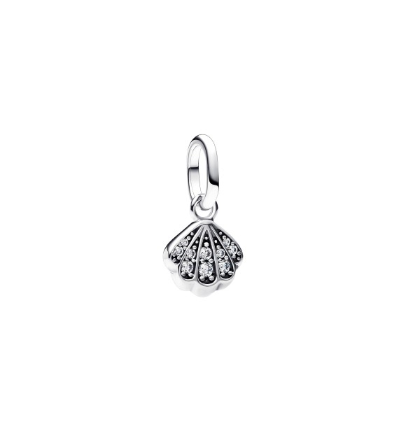 PANDORA 793855C01 Shell sterling silver mini dangle with clear cubic zirconia