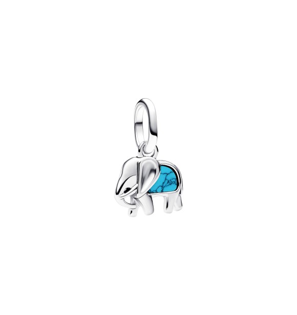 PANDORA 793858C01 Elephant sterling silver mini dangle with imitation turquoise