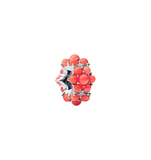 PANDORA 793897C01 Sterling silver charm with clear cubic zirconia and imitation coral