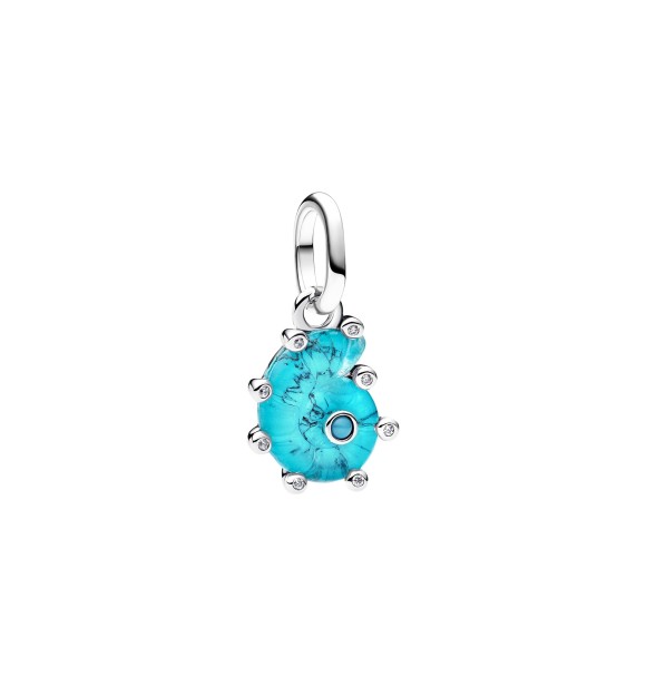 PANDORA 793900C01 Sea snail sterling silver dangle with capri blue crystal,
 clear cubic zirconia, imitation turquoise and Murano glass
