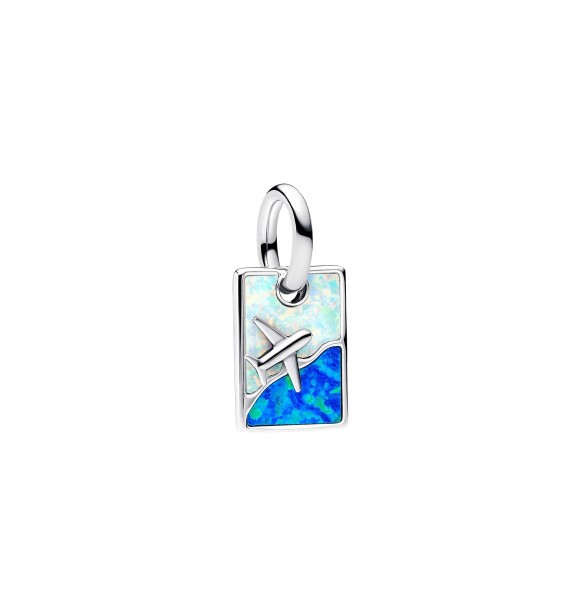 PANDORA 793913C01 Travel sterling silver dangle with white and blue lab-created opal