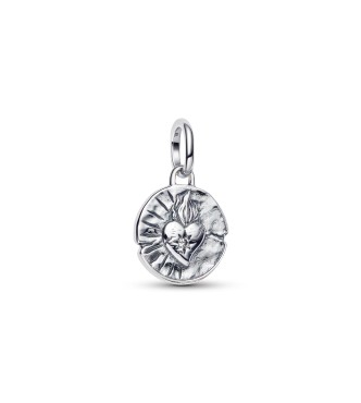 PANDORA Heart sterling silver medallion with clear cubic zirconia