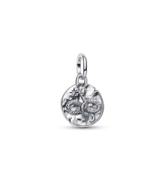 PANDORA Infinity snake sterling silver medallion with clear cubic zirconia