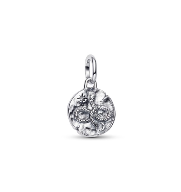 PANDORA Infinity snake sterling silver medallion with clear cubic zirconia