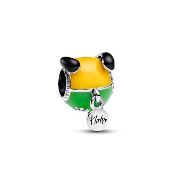 793982C01 Disney Parks Pluto sterling silver charm with black,
 orange and green enamel