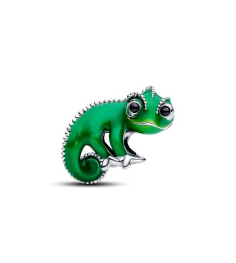 793983C01 Disney Tangled Pascal sterling silver charm with black crystal and color-changing green enamel