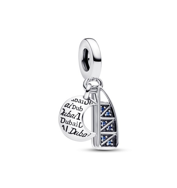 793990C01 Burj al Arab sterling silver double dangle with stellar blue crystal