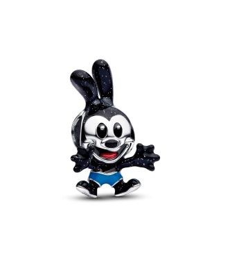 PANDORA Disney Oswald sterling silver charm with red,
 blue and glittery black enamel