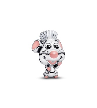 PANDORA Disney Pixar Remy sterling silver charm with black,
 pink and glittery white enamel