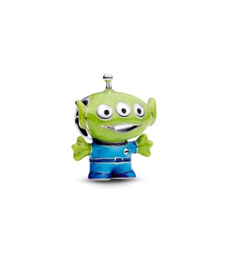 PANDORA Disney Pixar Little Green Men sterling silver charm with black,
 purple, blue and glittery green enamel