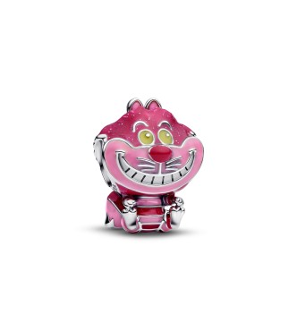 PANDORA Disney Cheshire Cat sterling silver charm with glittery pink,
 light pink, pink and glow in the dark yellow enamel