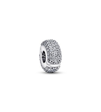PANDORA Sterling silver clip with clear cubic zirconia and silicone grip