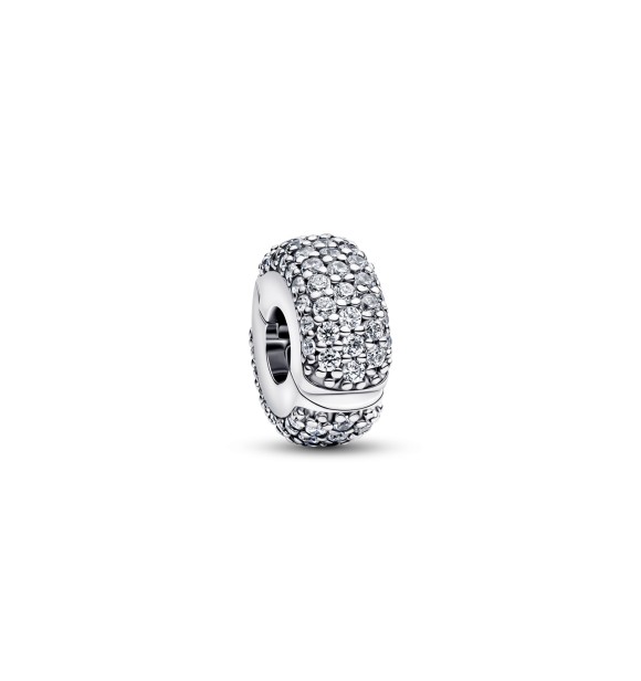 PANDORA Sterling silver clip with clear cubic zirconia and silicone grip