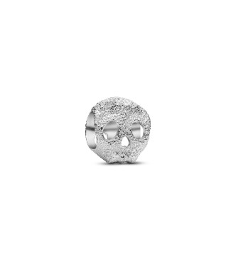 PANDORA Textured skull sterling silver mini charm