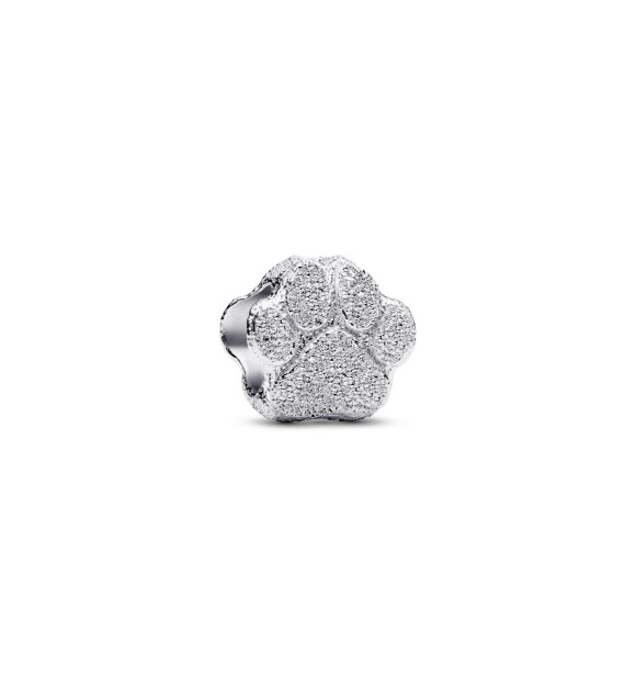 PANDORA Textured paw sterling silver mini charm
